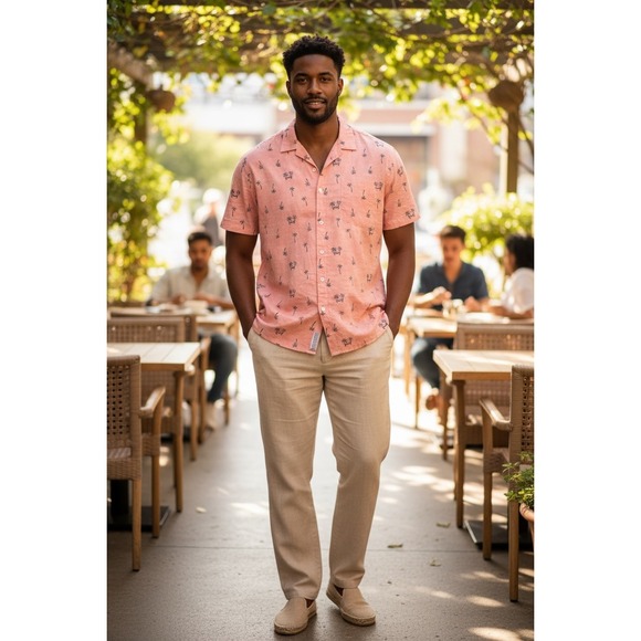 Tommy Bahama Other - Tommy Bahama Mens XXL Coral Palm Tree Hawaiian Shirt Short Sleeve Button Up